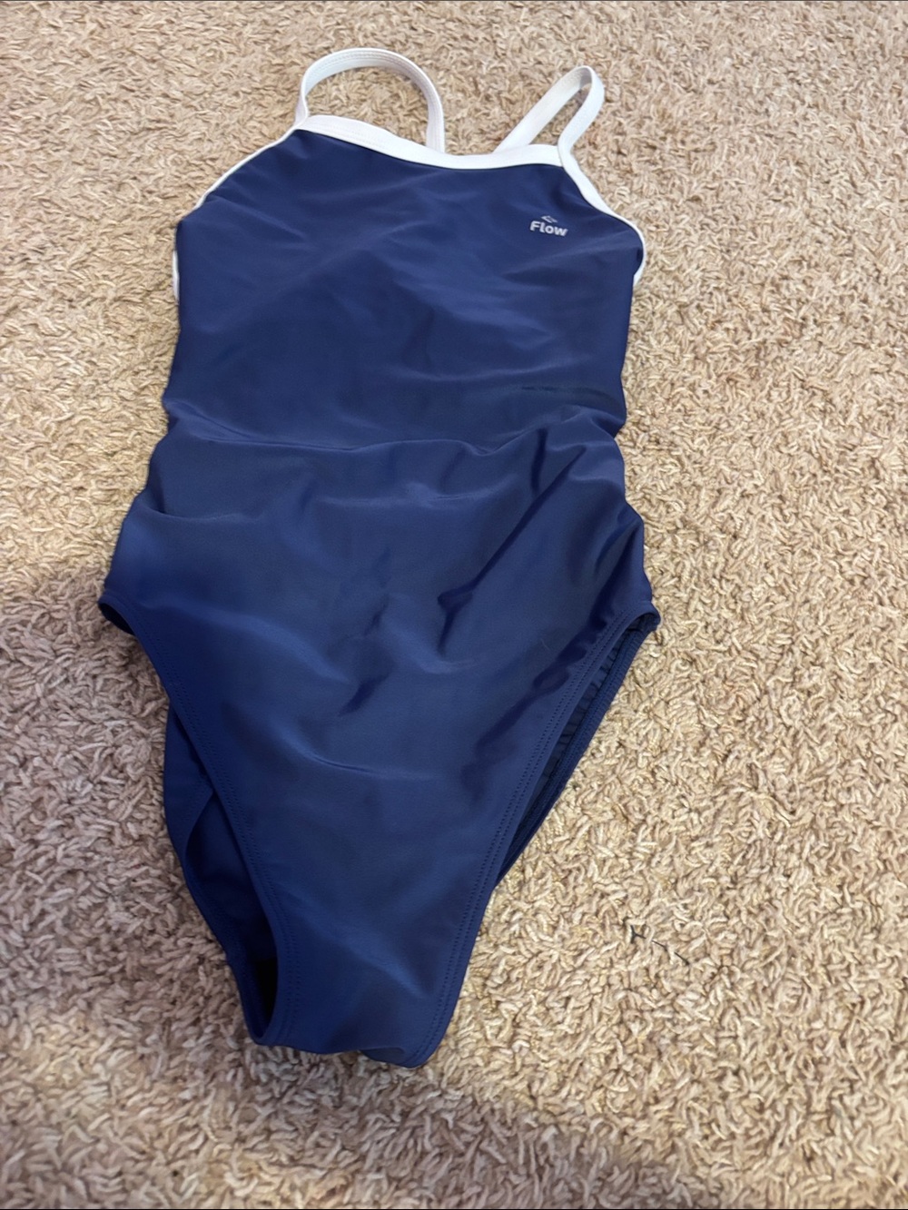 Girls' Navy One-Piece Swimsuit with White Trim Flow Ignite Swimsuit